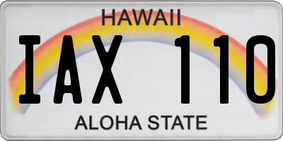 HI license plate IAX110