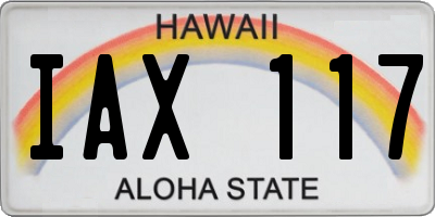 HI license plate IAX117