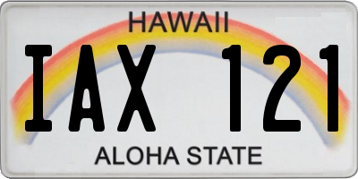 HI license plate IAX121