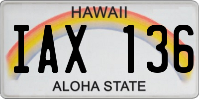 HI license plate IAX136