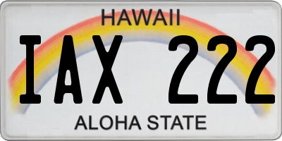 HI license plate IAX222