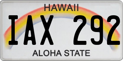HI license plate IAX292