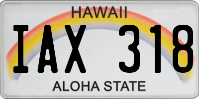 HI license plate IAX318