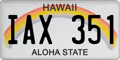 HI license plate IAX351