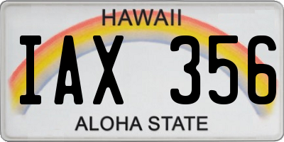 HI license plate IAX356