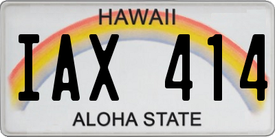 HI license plate IAX414