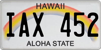 HI license plate IAX452
