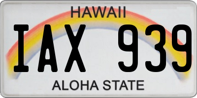 HI license plate IAX939