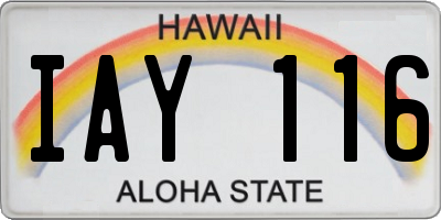 HI license plate IAY116