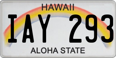 HI license plate IAY293