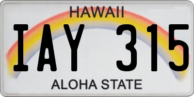 HI license plate IAY315