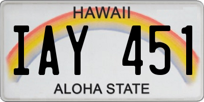 HI license plate IAY451