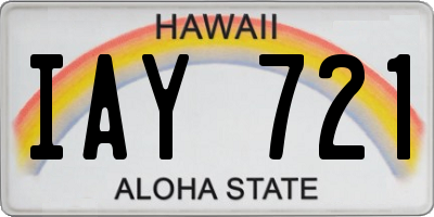 HI license plate IAY721