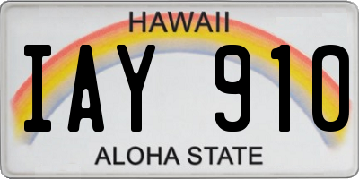 HI license plate IAY910