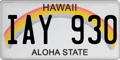 HI license plate IAY930