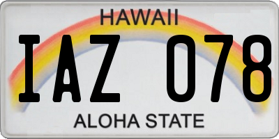 HI license plate IAZ078