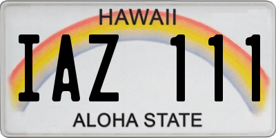 HI license plate IAZ111