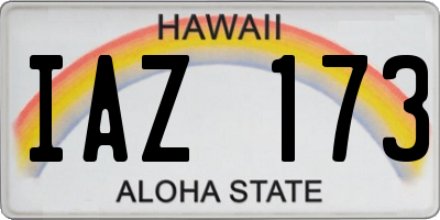 HI license plate IAZ173