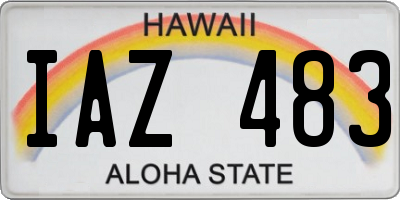 HI license plate IAZ483