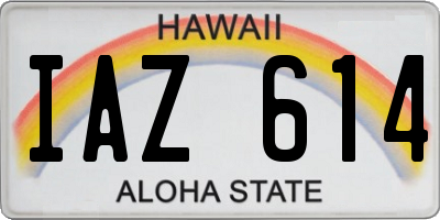 HI license plate IAZ614