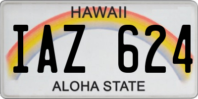 HI license plate IAZ624