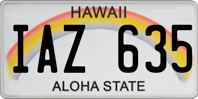 HI license plate IAZ635