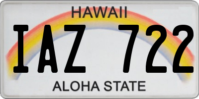 HI license plate IAZ722