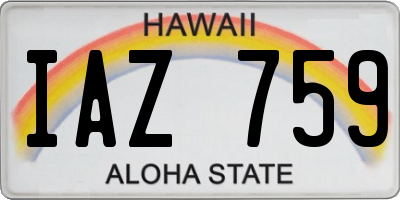 HI license plate IAZ759