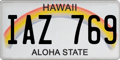 HI license plate IAZ769