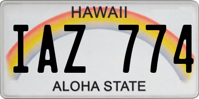 HI license plate IAZ774