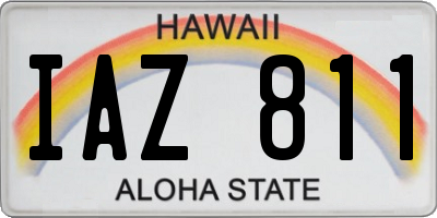 HI license plate IAZ811