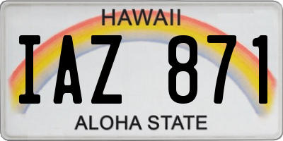 HI license plate IAZ871