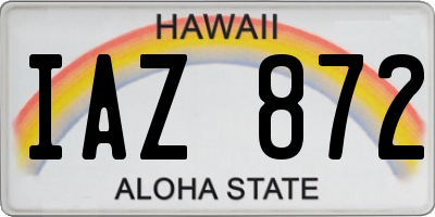 HI license plate IAZ872