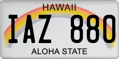 HI license plate IAZ880