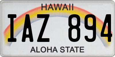 HI license plate IAZ894