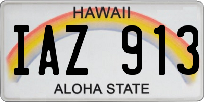 HI license plate IAZ913