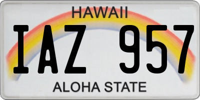 HI license plate IAZ957