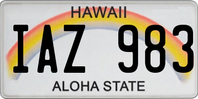 HI license plate IAZ983