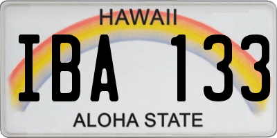HI license plate IBA133