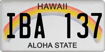 HI license plate IBA137