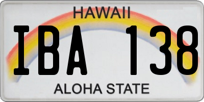HI license plate IBA138