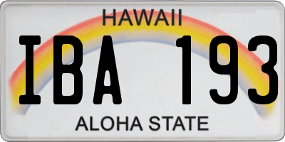 HI license plate IBA193