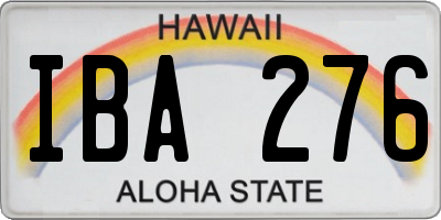 HI license plate IBA276