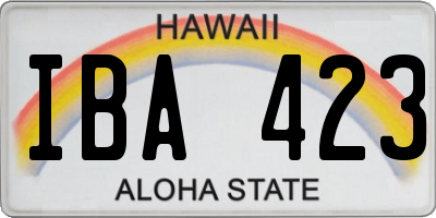 HI license plate IBA423