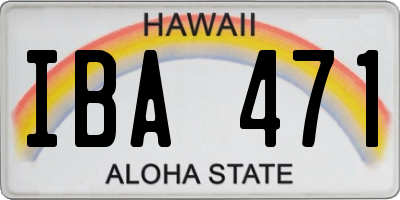 HI license plate IBA471