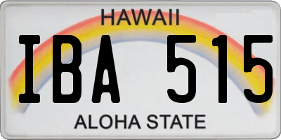HI license plate IBA515