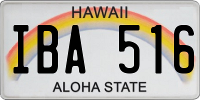 HI license plate IBA516