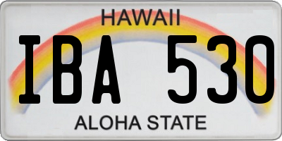 HI license plate IBA530