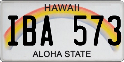 HI license plate IBA573