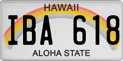 HI license plate IBA618